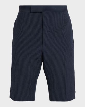 Thom Browne Men & apos;s Fit 1 Backstrap Seersucker Shorts