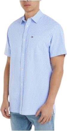 Tommy Hilfiger Reg Stripe Short Sleeve Shirt - Heren - Korte mouwen Overhemden - Blauw - S - Overhemden
