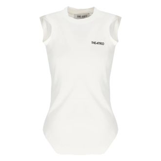 The Attico Logo-embroidered Top - female - The Attico - Sleeveless Tops - White - XS - Tops