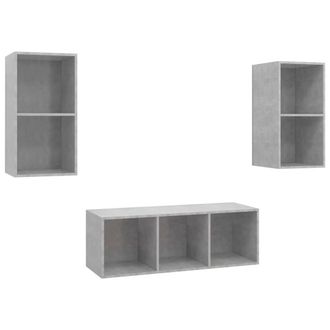 Berkfield Home 3 Piece TV Cabinet Set Concrete Grey Engineered Wood