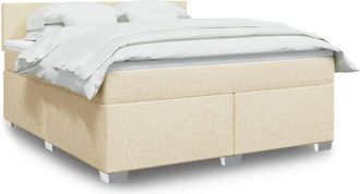 vidaXL Cama Box Spring Con Colch&oacute;n Tela Color Crema 180x200 Cm Vidaxl