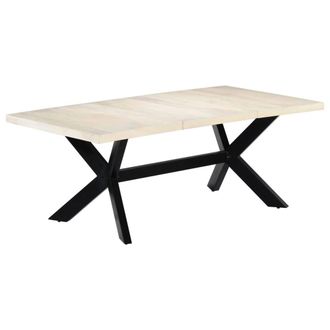 Berkfield Home Dining Table White 200x100x75 cm Solid Mango Wood | Size: 200 x 100 x 75 cm