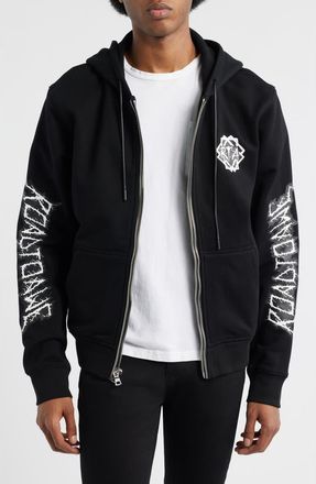 Rta Floyd Black Metal Zip Hoodie in Black Metal Road To Awe at Nordstrom, Size Xxx-Large