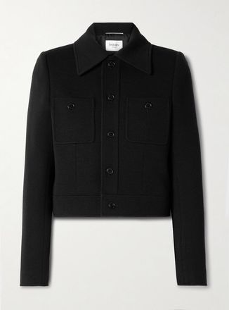 Saint Laurent Giacca Cropped In Misto Lana - Nero
