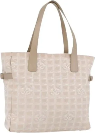 Chanel Pre-owned Tote Bags, female, Beige, Size: ONE SIZE Pre-owned Vintage Nylon Tote Bag