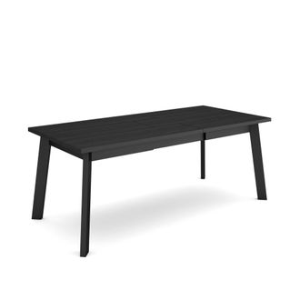 Skraut Home Skraut Home - Mesa Comedor, Mesa Fija Cocina Y Sal&oacute;n, 200, Para 10 Comensales, Patas De Madera, Estilo Moderno, Negro