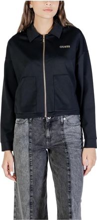 Guess Zwarte Rits Sweatshirt Lange Mouwen Ronde Hals - Dames - Zomerjassen - Zwart - M - Jassen
