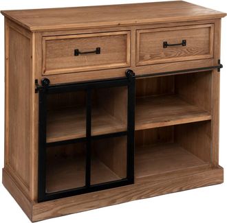 Atmosphera Atmosphera - Aparador De 1 Puerta &laquo;danik&raquo; - Madera Y Vidrio Templado Cr&eacute;ateur DInt&eacute;rieur