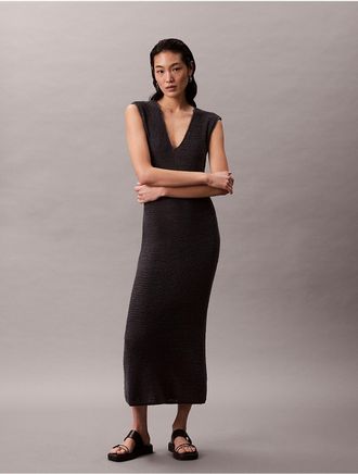 Calvin Klein Jeans Calvin Klein Womens Knit Sleeveless Midi Dress - Grey - XS