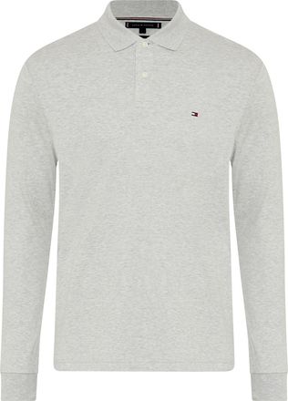 Tommy Hilfiger Langarm-Poloshirt TOMMY HILFIGER L/S LIQUID COTTON REG POLO mit Jersey und Markenlabel, Herren, Gr. XXL, light grau heather, Jersey, Obermaterial: 100