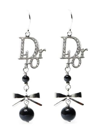 Dior 2000s logo drop 71earrings - women - Silver Plated/Rhinestone - One Size