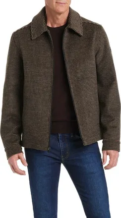 Vince Camuto Plaid Flannel Zip Jacket in Brown Houndstooth at Nordstrom, Size Xx-Large