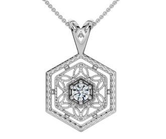 Pompeii3 Solitaire EX3 Lab Grown Diamond Vintage Pendant 14K White Gold 17.65mm