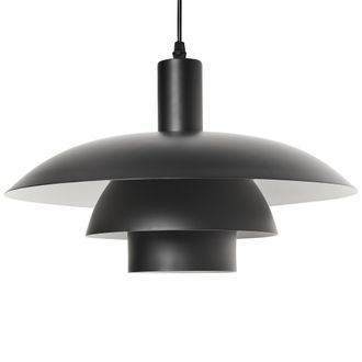 Beliani L&aacute;mpara Colgante De Metal Con Varios Niveles Estilo Vintage De Mediados De Siglo Negro Hilba