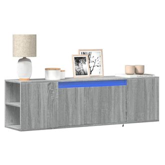 Berkfield Home TV Wall Cabinet with LED Lights Grey Sonoma 135x31x39.5 cm