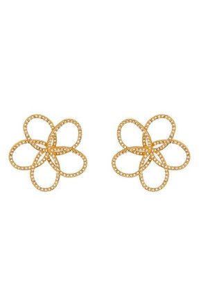 Oscar De La Renta Crystal Pav&eacute; Flower Chain Earrings in Gold/Crystal at Nordstrom