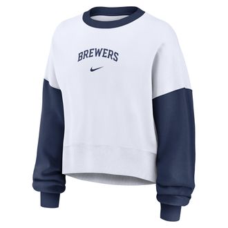 Nike Milwaukee Brewers Primary Nike Womens MLB Pullover Crew in White | 01D7022NMZB-9HV