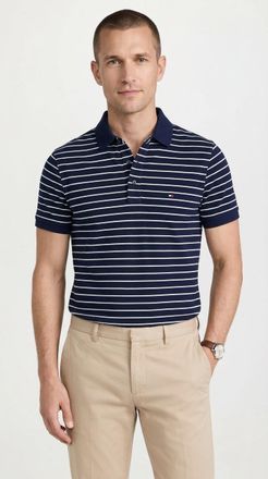 Tommy Hilfiger Poloshirt TOMMY HILFIGER 1985 SLIM POLO, Herren, Gr. XXL, carbon navy, ivory petal, Piqu&eacute;, Obermaterial: 96% Baumwolle, 4% Elasthan, Shirts Poloshirt,