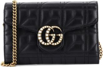 Gucci Pearly GG Marmont Chain Wallet Matelasse Leather Mini shoulder bag - Zwart