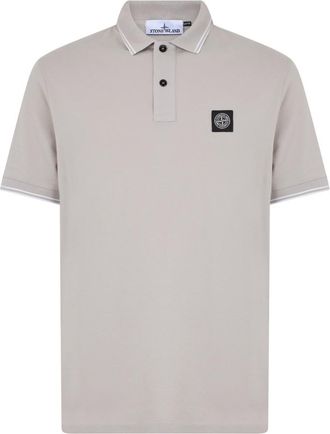 Stone Island Grey Solid Shirt Collar Polo