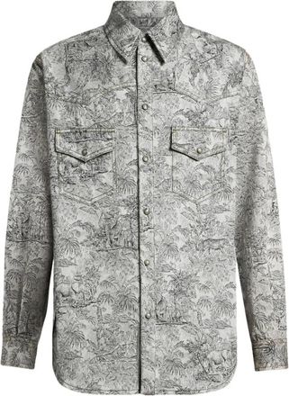 Etro Grijs overhemd met knopen en zakken - Heren - Casual Overhemden - Grijs - L - Overhemden