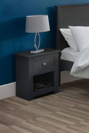 Julian Bowen Radley 1 Drawer Bedside Table with Shelf in Charcoal