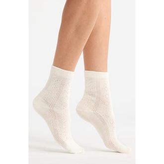 Casa Clara Love Bow Cotton Quarter Socks in Ivory at Nordstrom