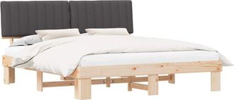vidaXL Estructura De Cama Con Cabecera Tapizada Gris Oscuro Vidaxl