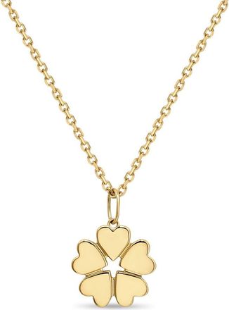 Devata Clover Heart Pendant Necklace in 14K Gold, 19mm in Yellow Gold at Nordstrom, Size 18