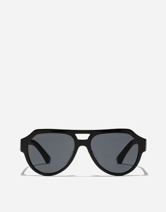 Dolce & Gabbana Mirror Logo Sunglasses - Woman Sunglasses Black Acetate Onesize