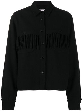 Woolrich fringed detail knitted shirt - women - Polyamide/Virgin Wool - S - Black