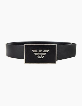 Emporio Armani Mens Emporio Armani Eagle Logo Cintura Belt Black - Size: 115CM