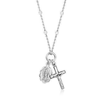 Ross-Simons Italian Sterling Silver Religious Charm Necklace