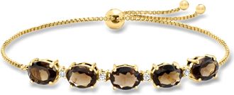 Ross-Simons Smoky Quartz and. White Topaz Bolo Bracelet in 18kt Gold Over Sterling