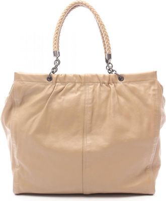 Bottega Veneta Beige Leather Handbag Tote Bag (Pre-Owned)