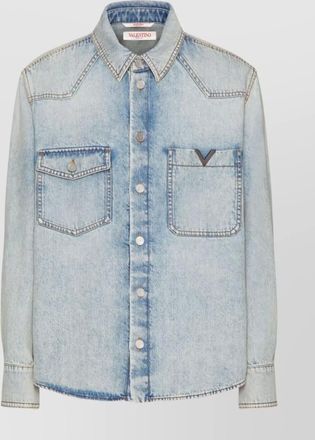 Valentino Garavani cut-out collar denim shirt