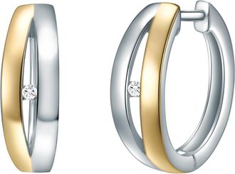 Lulu & Jane Womens Earrings Sterling Silver - Silver & Gold - One Size