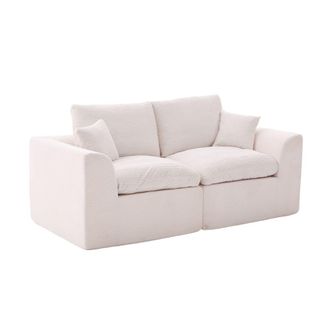 Urban Meuble Sof&aacute; de dos plazas en pana beige, estilo n&oacute;rdico