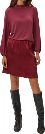 Michael Stars Myla Mixed Fabric Satin Mini Dress In Garnet