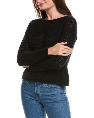 The Cashmere Project The Cashmere Project Boat Neck Pointelle Cashmere Sweater