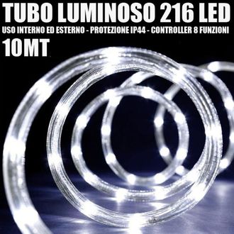 Trade Shop Trade Shop - Tubo Luminoso 216 Led Bianco Fred 10 Mt 3vie Uso Interno / External + Controler