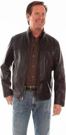 Scully Mens Lamb Leather Zip Lined Western Jacket In Black
