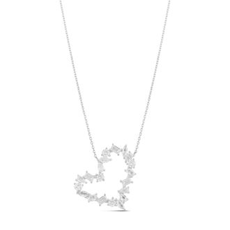 SHYMI Multi-Shape Heart Necklace -.925 Sterling Silver, 14k Gold-Plated - Rhodium Plated, Cubic Zirconia, Adjustable Chain