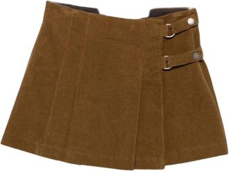 Golden Goose Gekreukelde Corduroy Rok - Dames - Korte rokken - Bruin - L - Katoen - Rokken