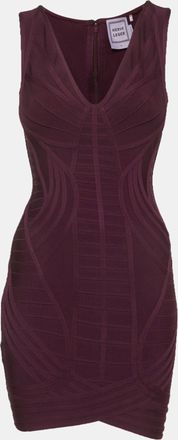 H&eacute;rve L&eacute;ger Purple Knit Bandage Zip Up Mini Dress