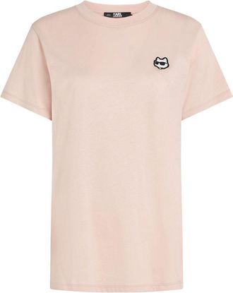 Karl Lagerfeld Ikon logo-appliqu&eacute; T-shirt - women - Organic Cotton - S - Pink