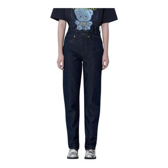 Ganni Slub Denim Fold Jeans - Dames - Jeans - Blauw - Maat: W27 Denim