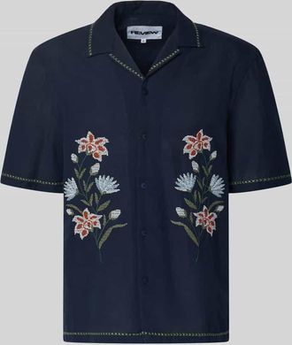 Review Relaxed Fit Freizeithemd mit Motiv-Stitching in Marine, Gr&ouml;&szlig;e XL