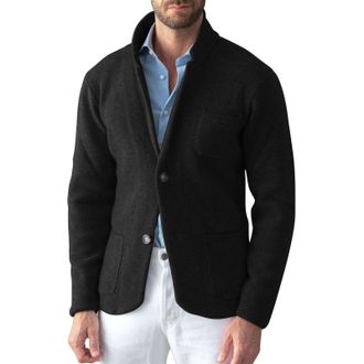 Generic Mens Casual Wool Blazer - Slim Fit Lightweight Single-Breasted Coat - Stylish Grey Cardigan Style Jacket - Soft Comfortable Mens Office Wear Blazer - 