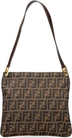 Fendi Pre-owned Shoulder Bags, female, Brown, Size: ONE SIZE Pre-owned Canvas fendi-bags